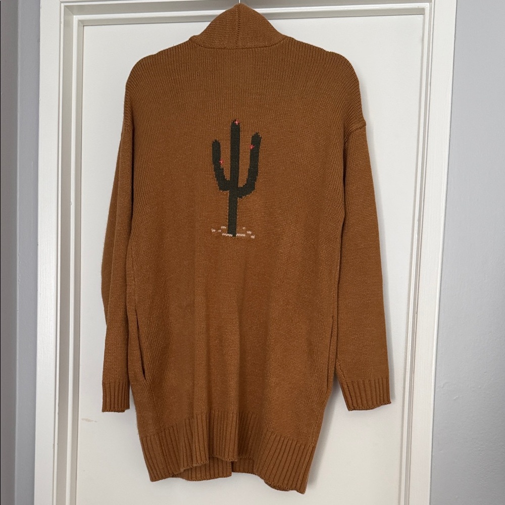 Candace Cameron Bure Tan Cactus Cardigan